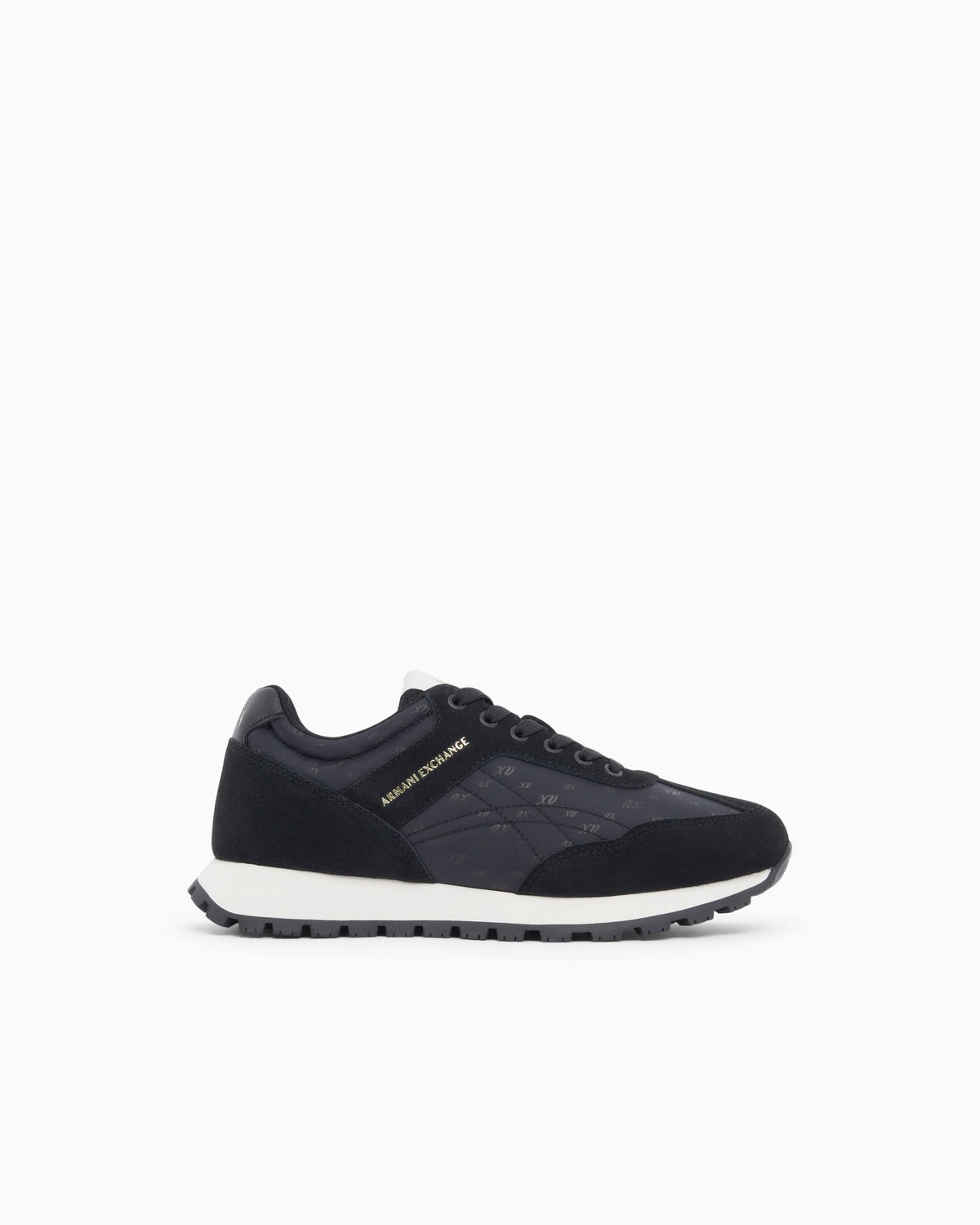 Sneakers with all-over print and suede inserts