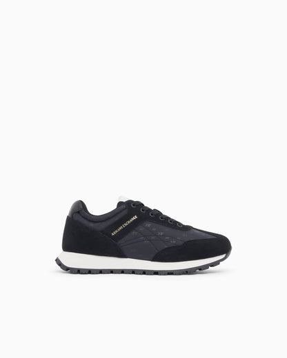 Sneakers with all-over print and suede inserts
