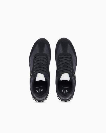 Sneakers with all-over print and suede inserts