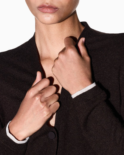 Buttoned V-neck cardigan in a viscose and cashmere blend