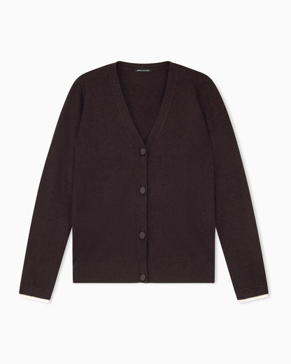 Buttoned V-neck cardigan in a viscose and cashmere blend