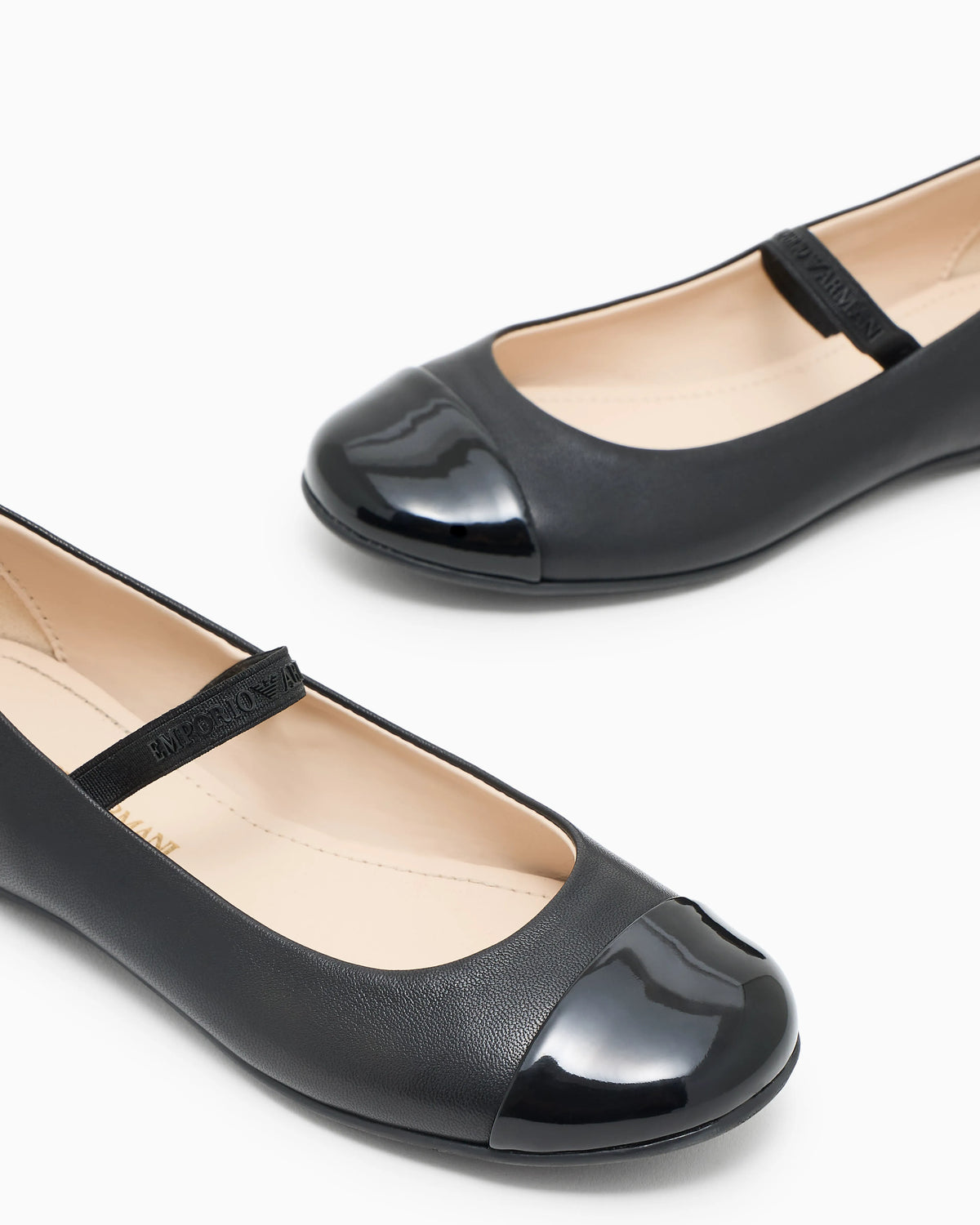 Nappa-leather ballerinas with patent leather toe