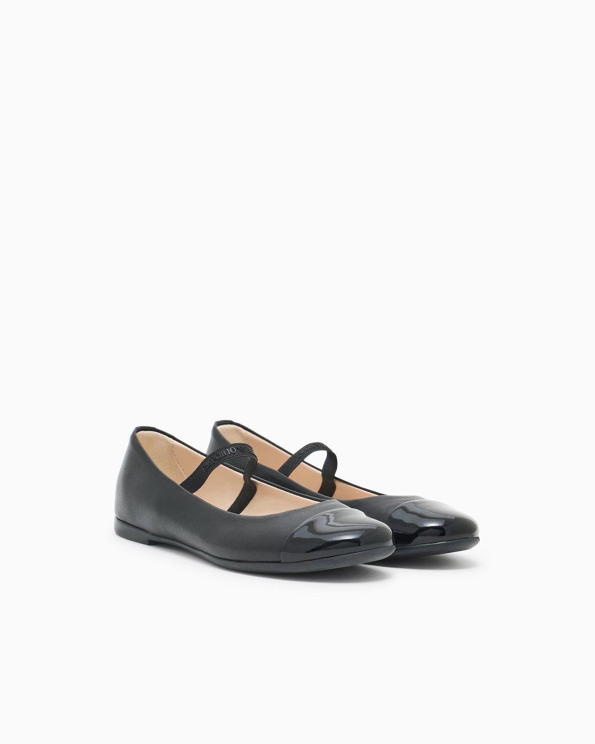 Nappa-leather ballerinas with patent leather toe