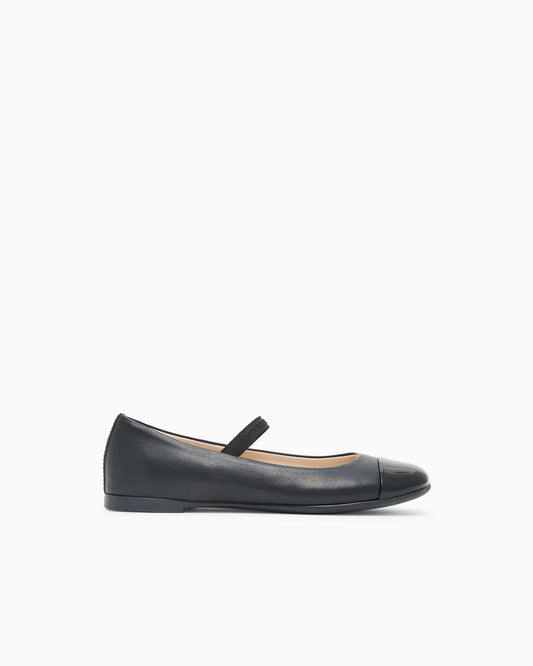 Nappa-leather ballerinas with patent leather toe