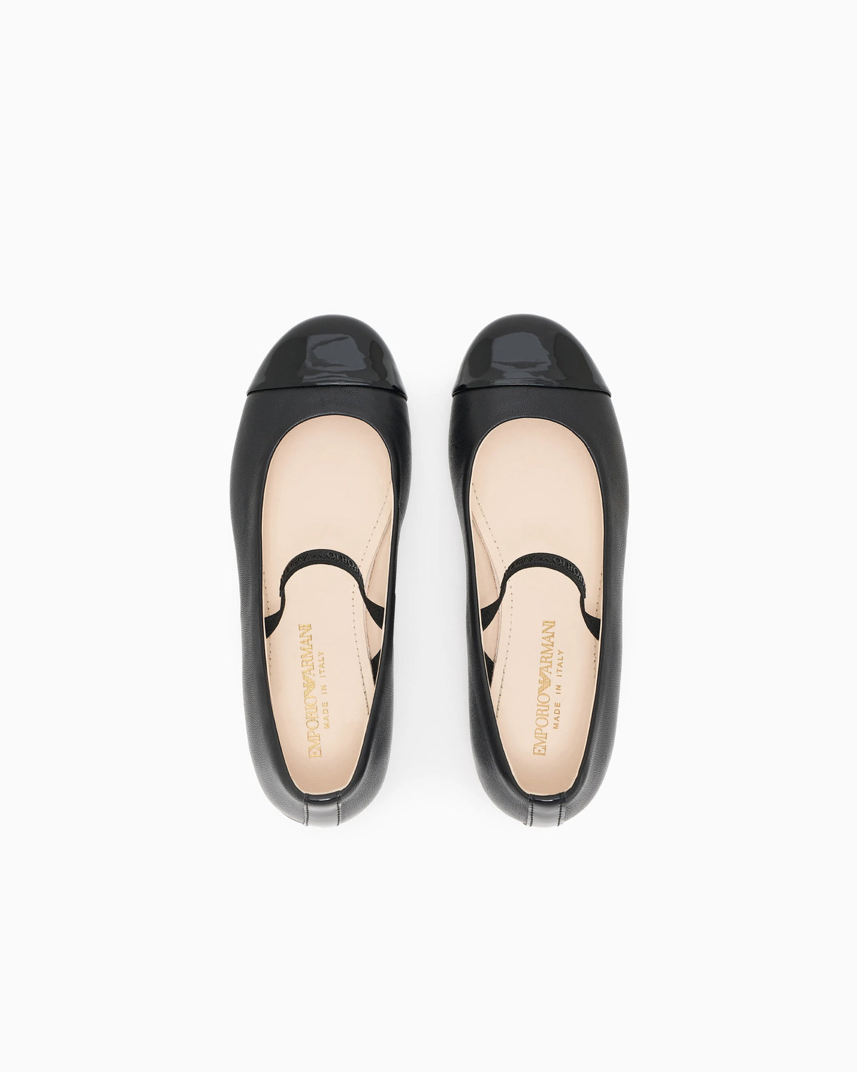Nappa-leather ballerinas with patent leather toe