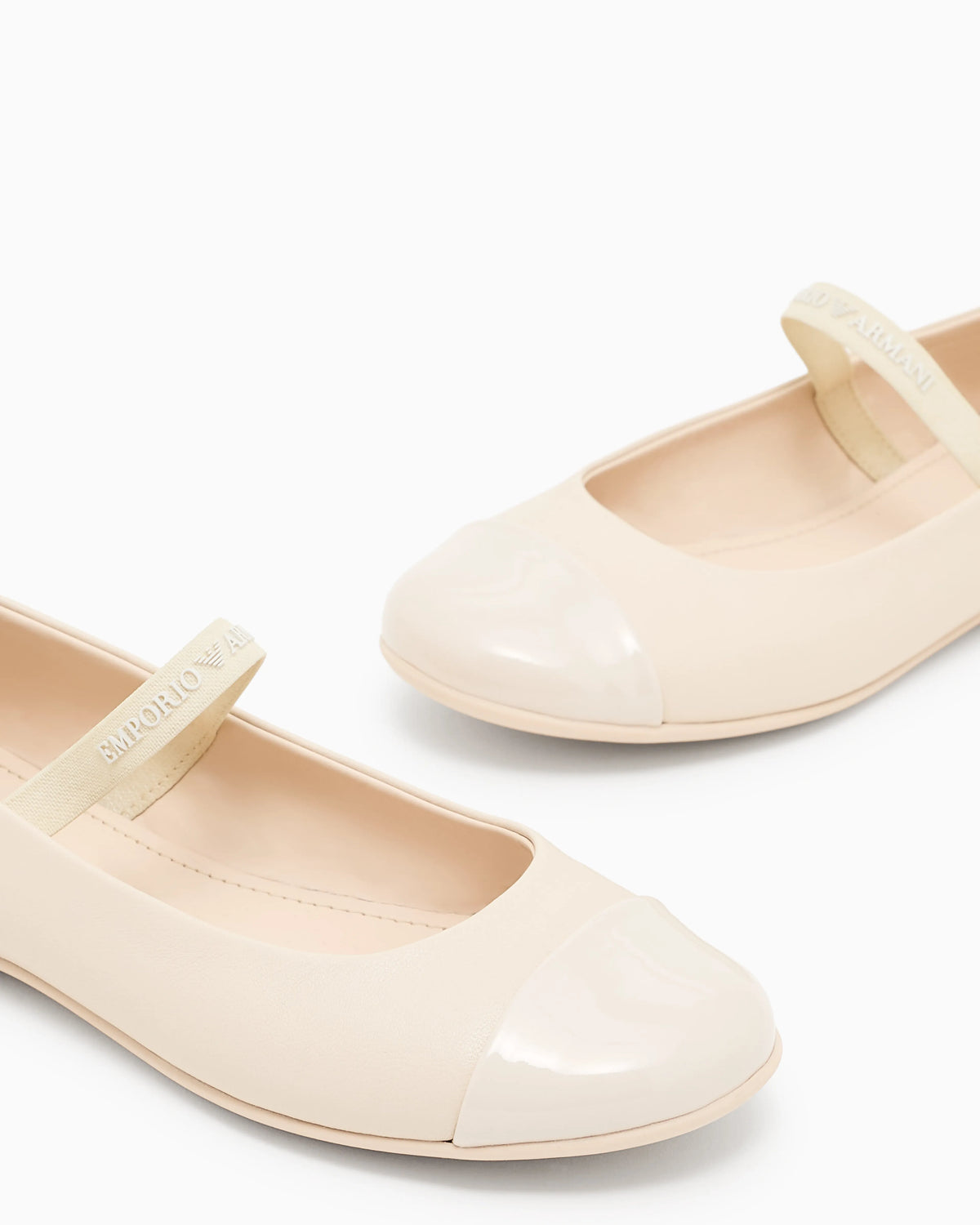 Nappa-leather ballerinas with patent leather toe