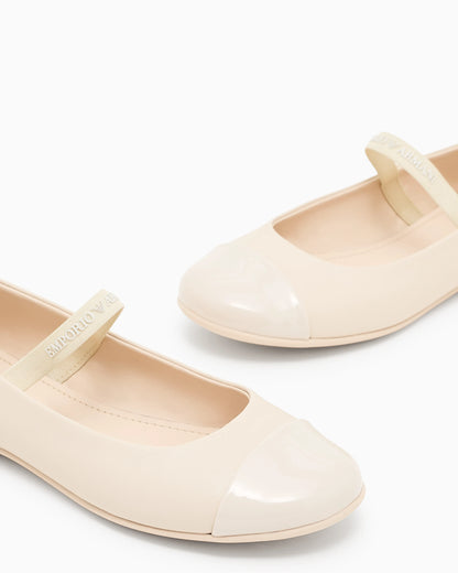 Nappa-leather ballerinas with patent leather toe