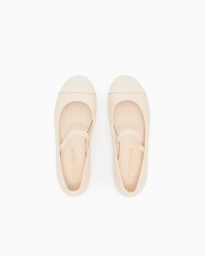Nappa-leather ballerinas with patent leather toe