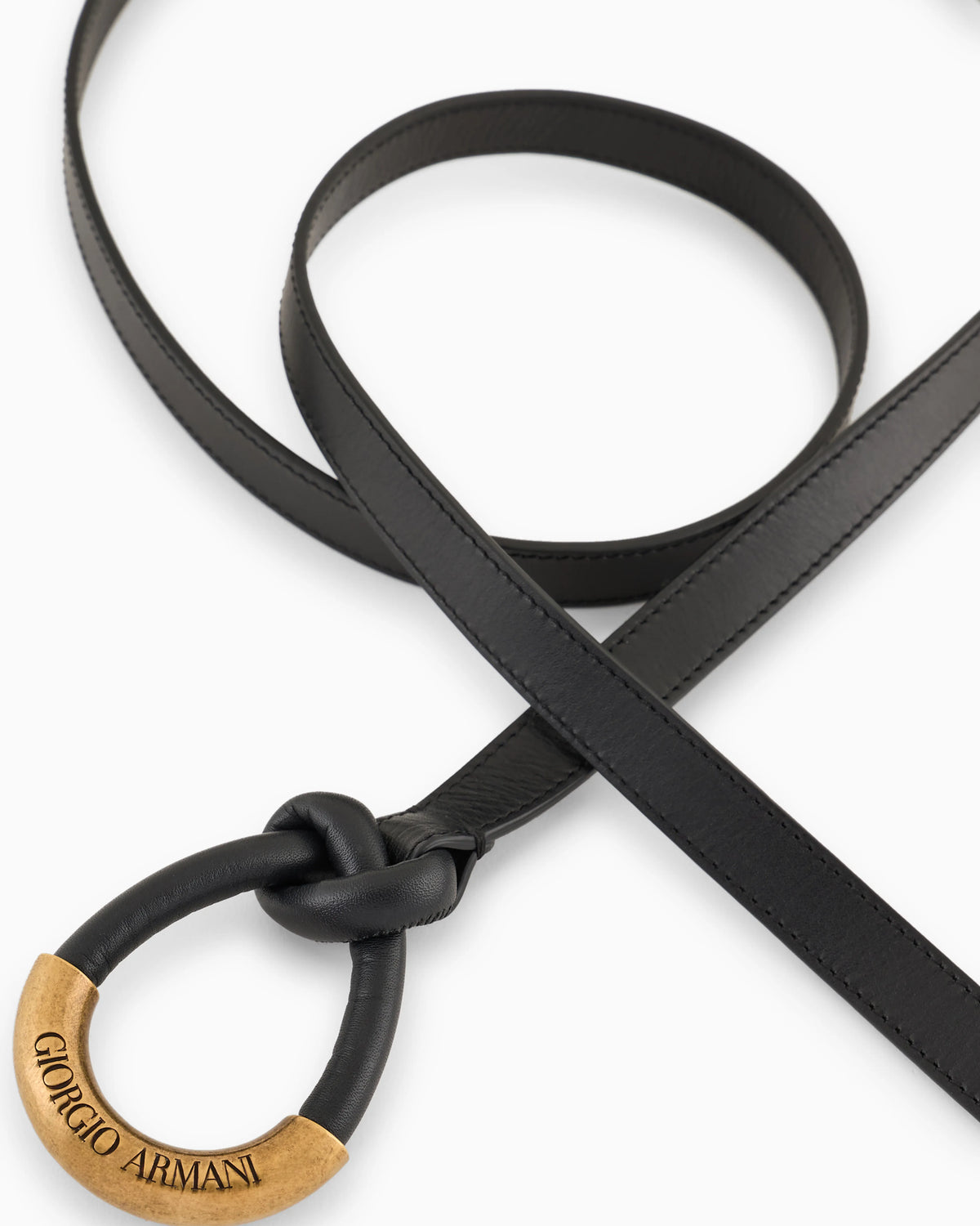 ASV slim leather belt with knot detail