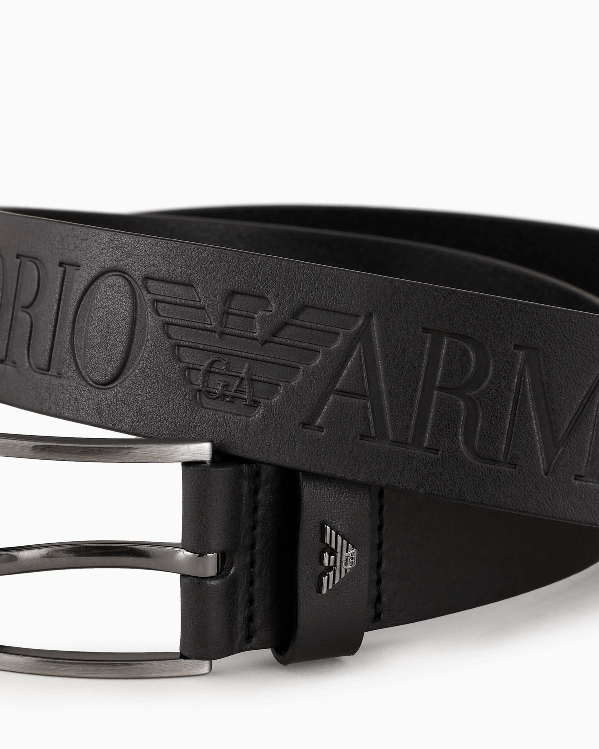 Tumbled-leather belt with oversized logo lettering