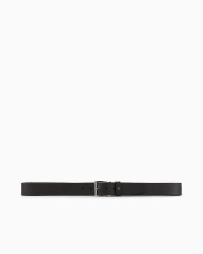 Tumbled-leather belt with oversized logo lettering